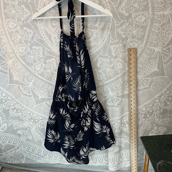 NAVY BLUE FERN WHITE PRINT BOTANICAL ROMPER VACATION EASY FAST COMFORTABLE 1X - Picture 6 of 12